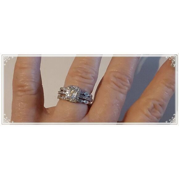 New~Lot of (2) Marquise Milgrain Sim Diamond Eternity Band Rings Sz 8 - Picture 5 of 5